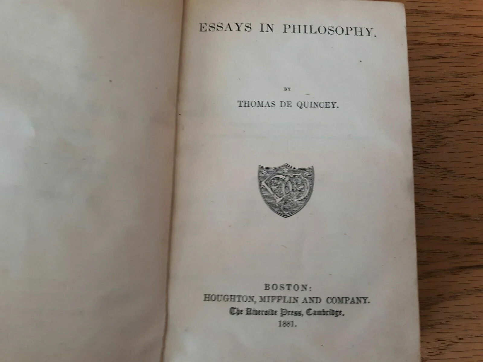Essays In Philosophy Politics And Political Economy Thomas De Quincey 1881
