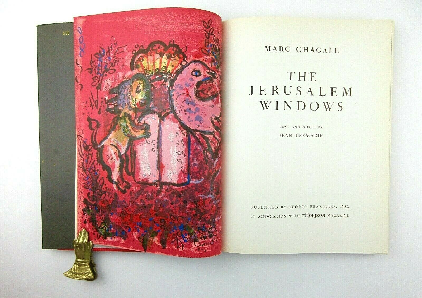 MARC CHAGALL The Jerusalem Windows Jean Leymarie – George Braziller w/ 2 LITHOS