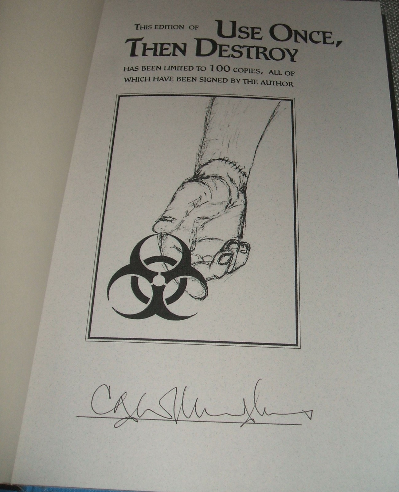 Use Once Then Destroy Conrad Williams 2004 Nightshade 1st ed. Signed Ltd. Horror