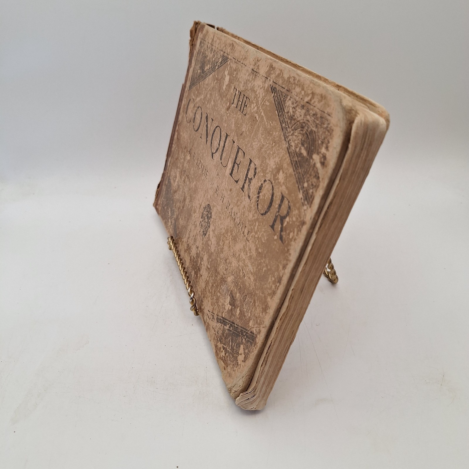 The CONQUEROR by Leslie & Randall ` 1880 HC Song book with Railroad Ads