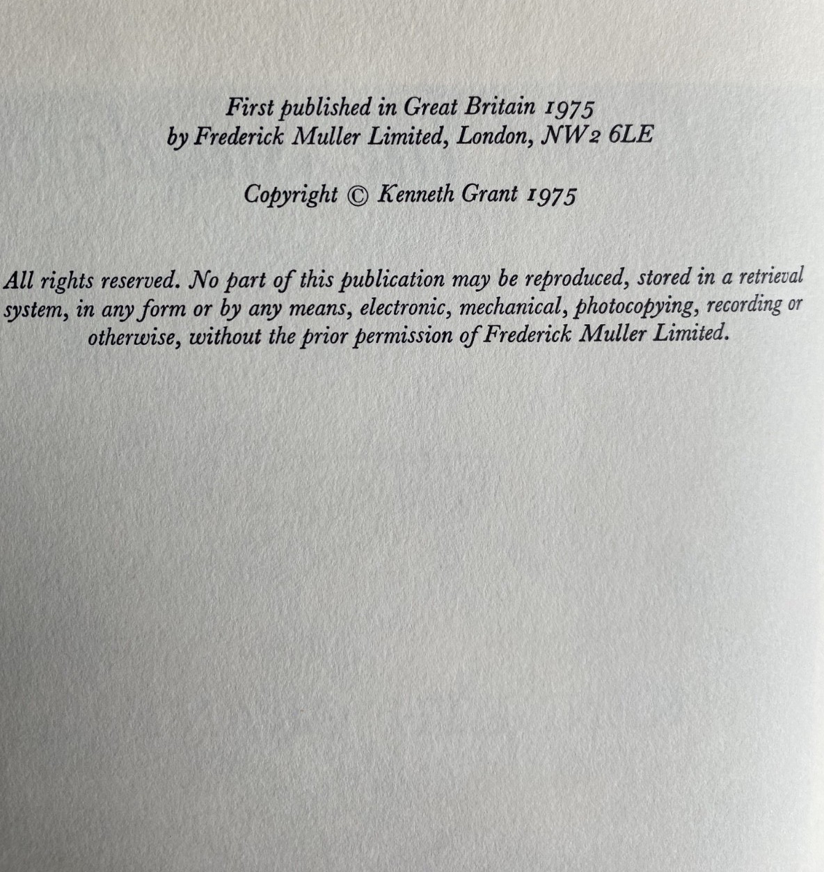 Cults of The Shadow by Kenneth Grant, 1975