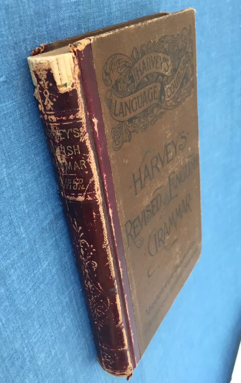 1878 Harvey’s Revised English Grammar – Harvey’s Language Course- Antique Hardba