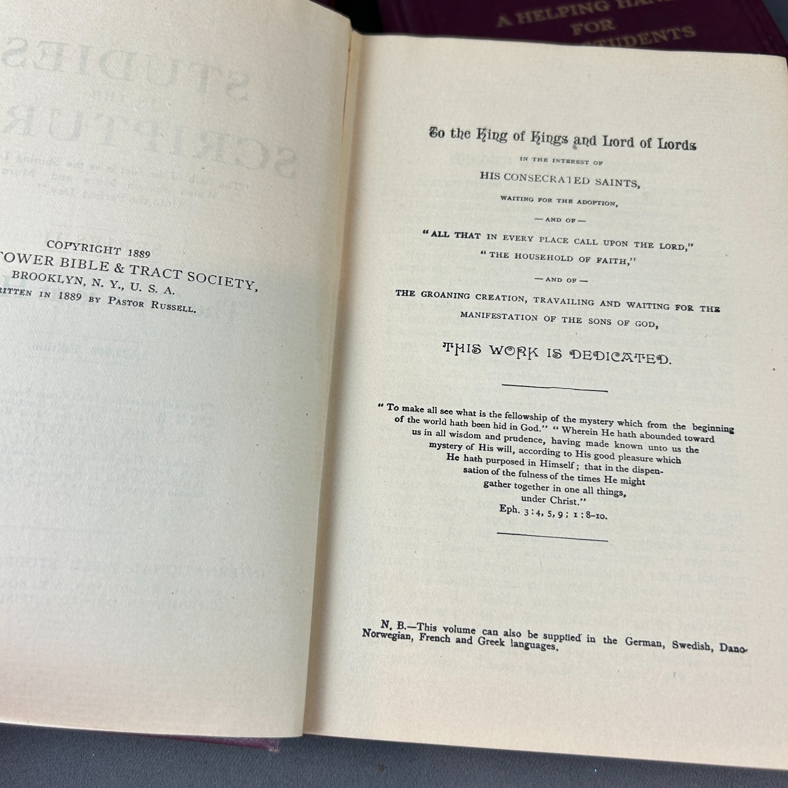 1916 Studies In The Scriptures Russell Watchtower Wing Globe Lot Set 1 thru 3