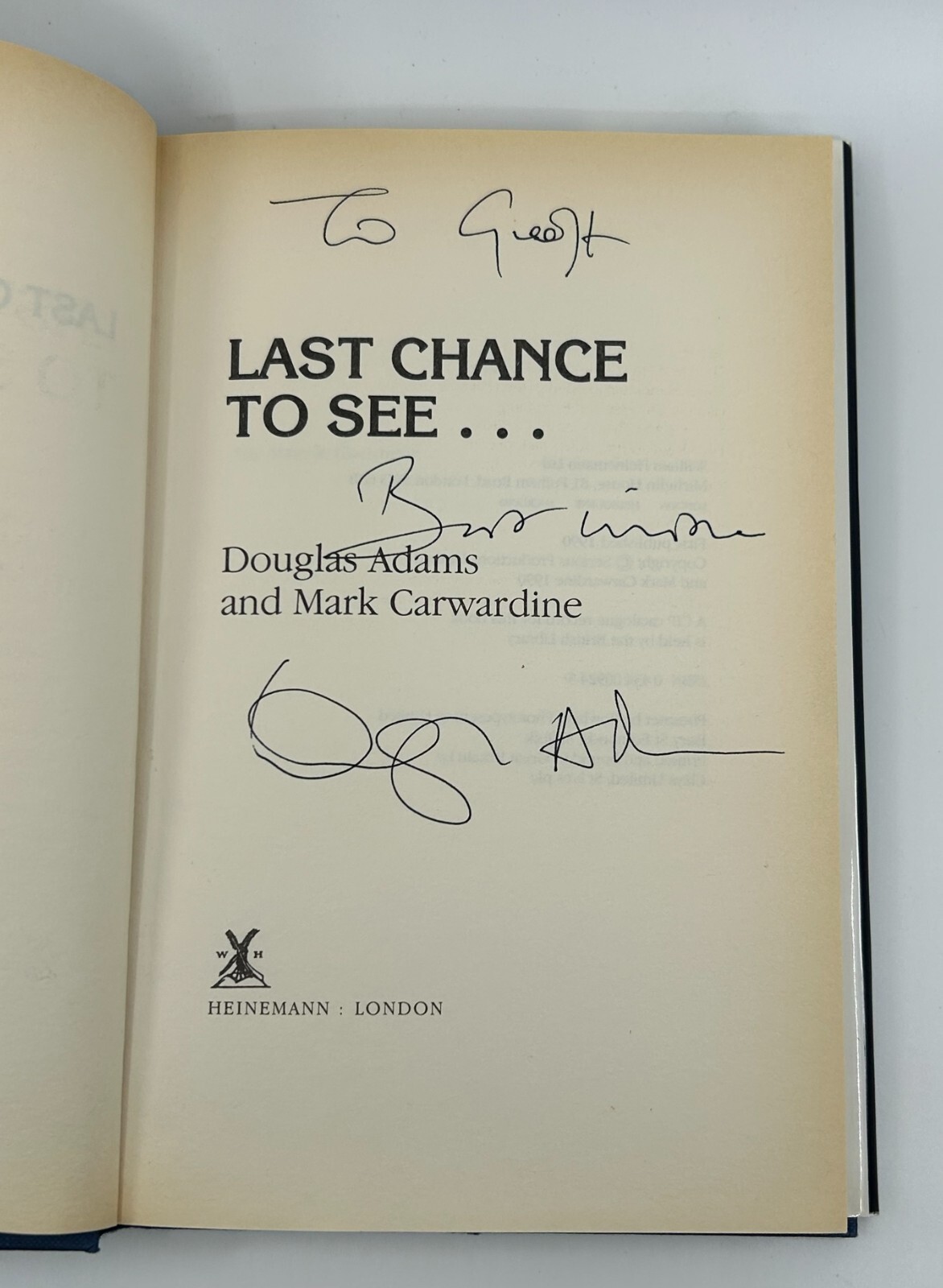 Last Chance to See Douglas Adams & Mark Carwardine Signed First Edition 1st UK