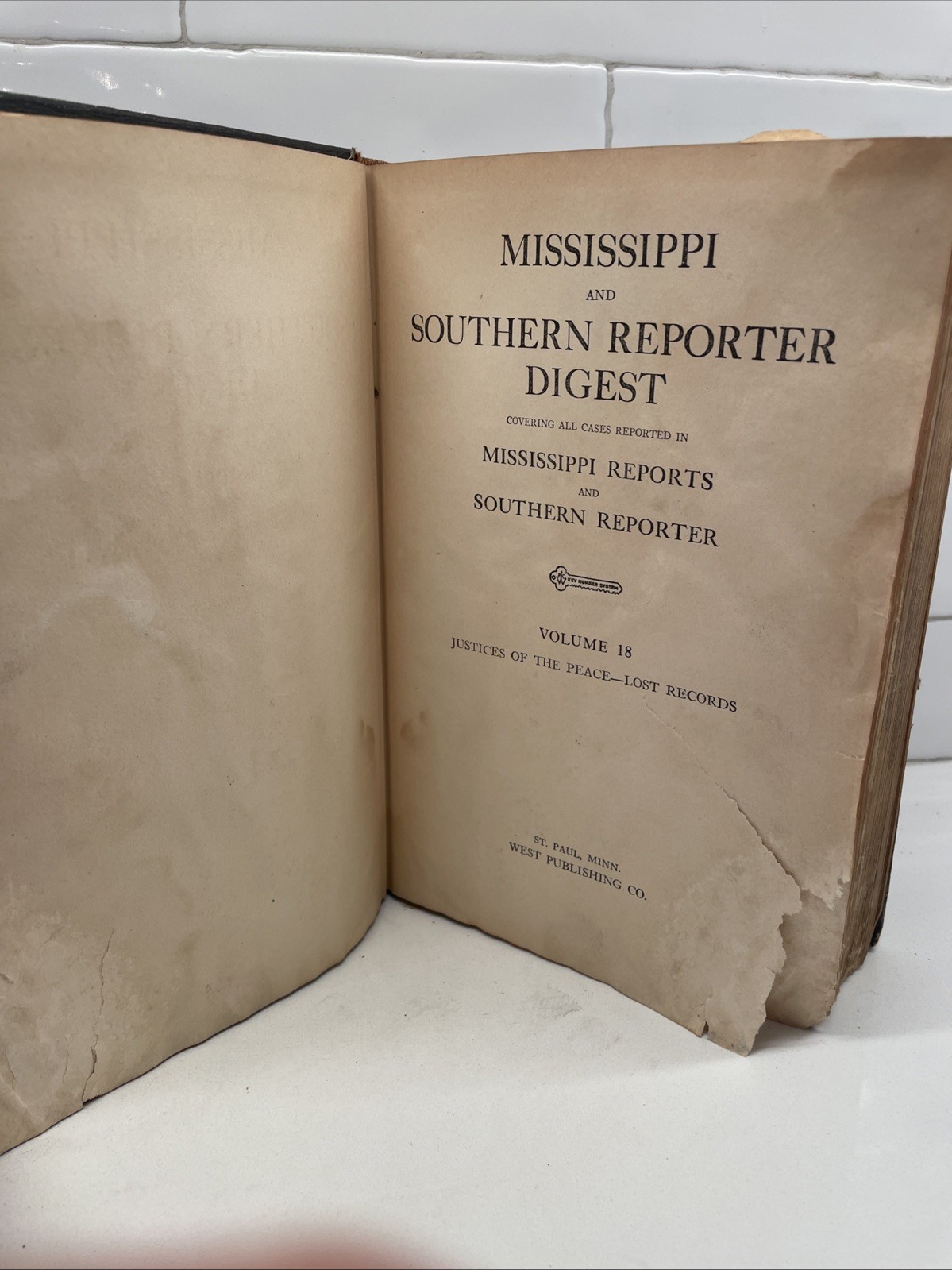Mississippi & Southern Reporter Digest Volume 18 1929 West Publishing Company