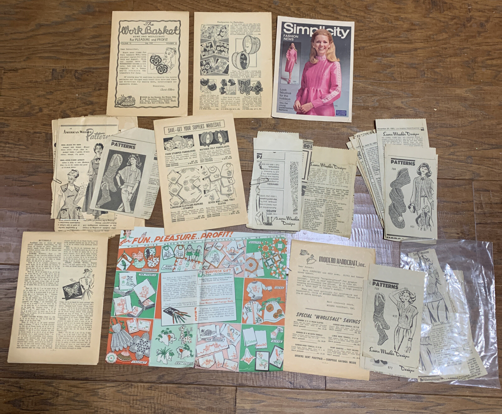 The Modern Handcraft, Simplicity, Work basket Booklets And Misc Pattern Clipping
