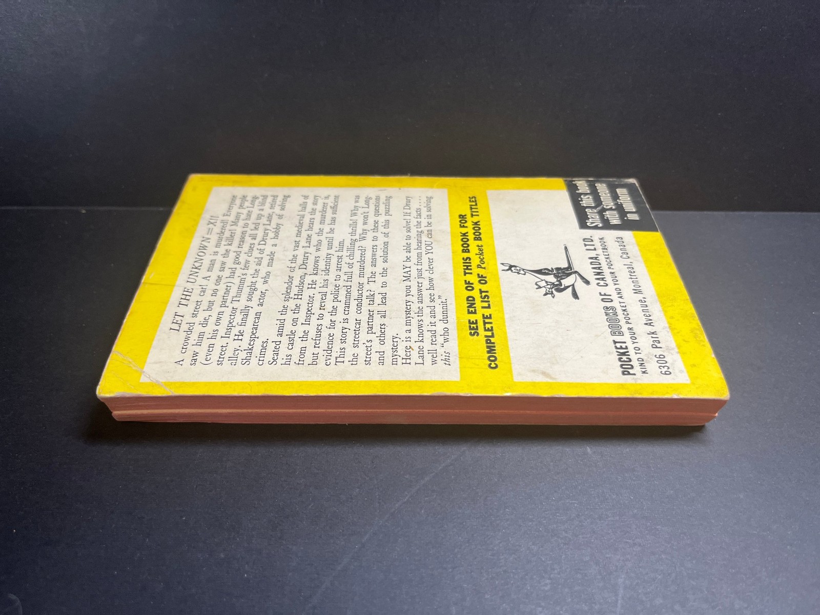 1944 The Tragedy of X by Ellery Queen Mass Market Paperback Pocket Books