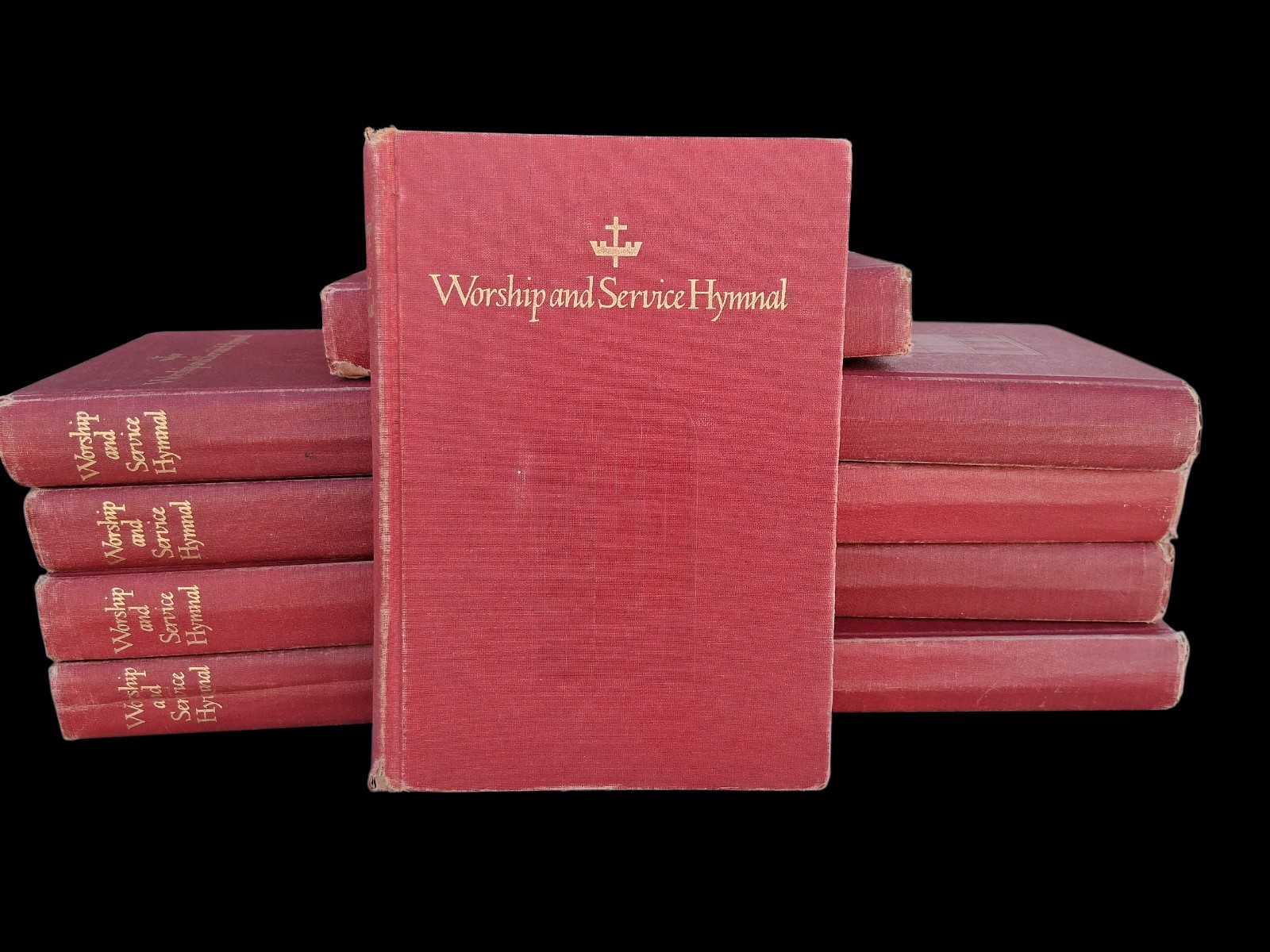 1963 Worship & Service Hymnal, Church School & Home, Fair Condition, Pew Red HB