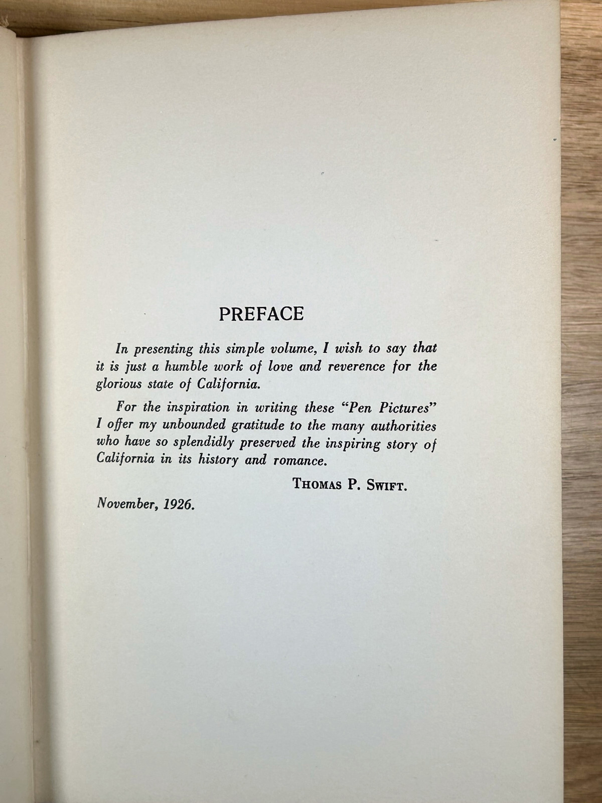SIGNED „Pen Pictures of California“ by Thomas P. Swift 1926 1st Ed. Poetry