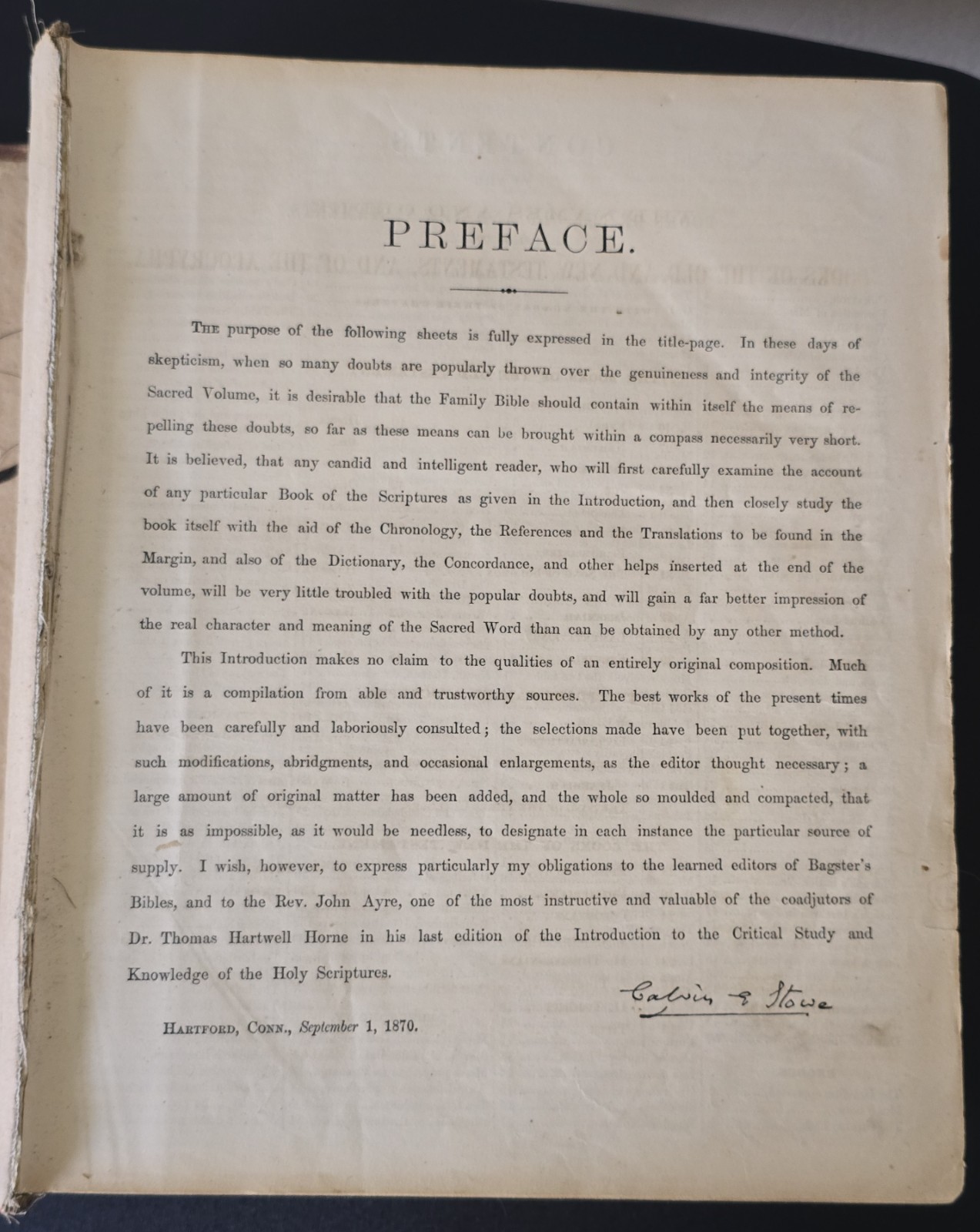 The Comprehensive and Self-Interpreting Family Bible Prof. Calvin E. Stowe 1870
