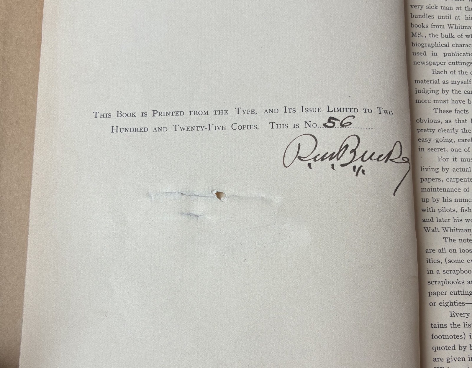 1899 Walt Whitman NOTES AND FRAGMENTS Signed Limited Edition No. 56 R.M. Bucke