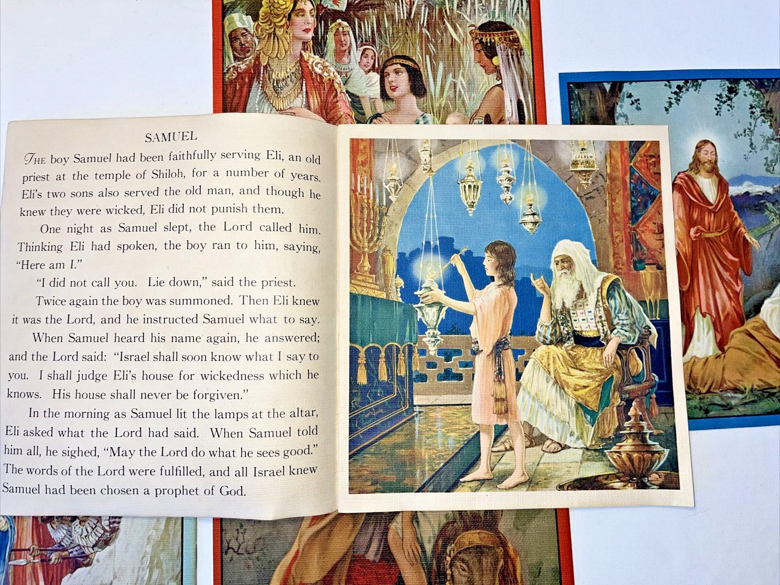 Vintage 1941 Saalfield Bible Story in Box Set 5 Books Jesus & Heroes Cloth Like