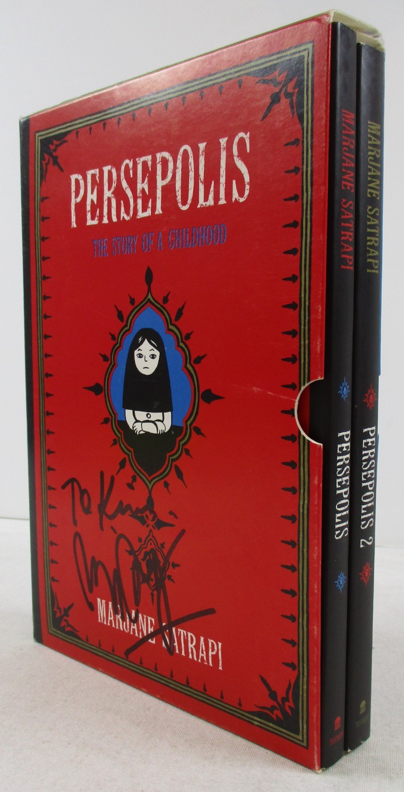 SIGNED by MARJANE SATRAPI „PERSEPOLIS 1 & 2“ 2-Volume Graphic Novel SC Slipcase