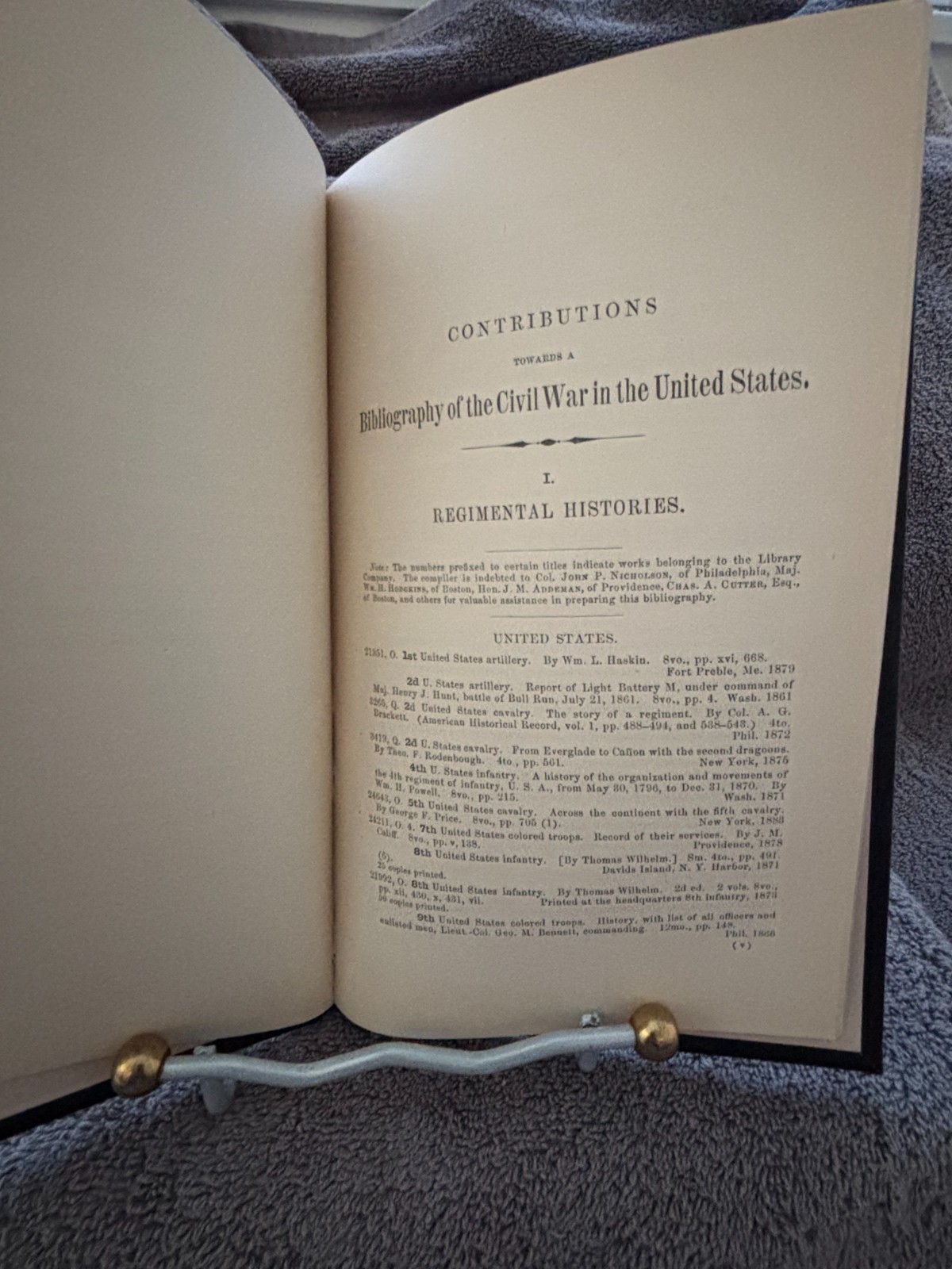 Contributions Towards a Bibliography of the Civil War-1886 First Edition