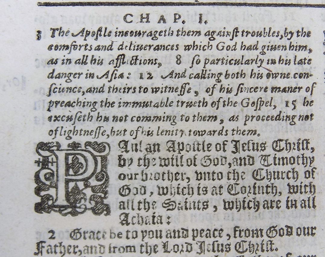 SECOND CORINTHIANS TITLE PAGE 1625 KING JAMES BIBLE , LAST IN KING’S LIFETIME