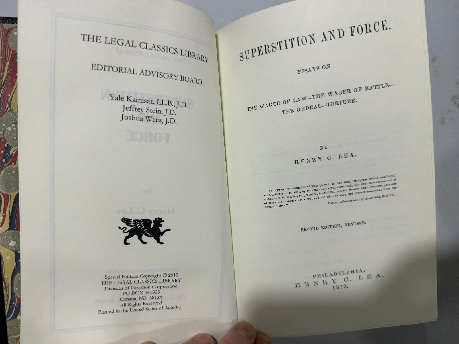 Superstition and Force by Henry C. Lea Gryphon Editions Legal