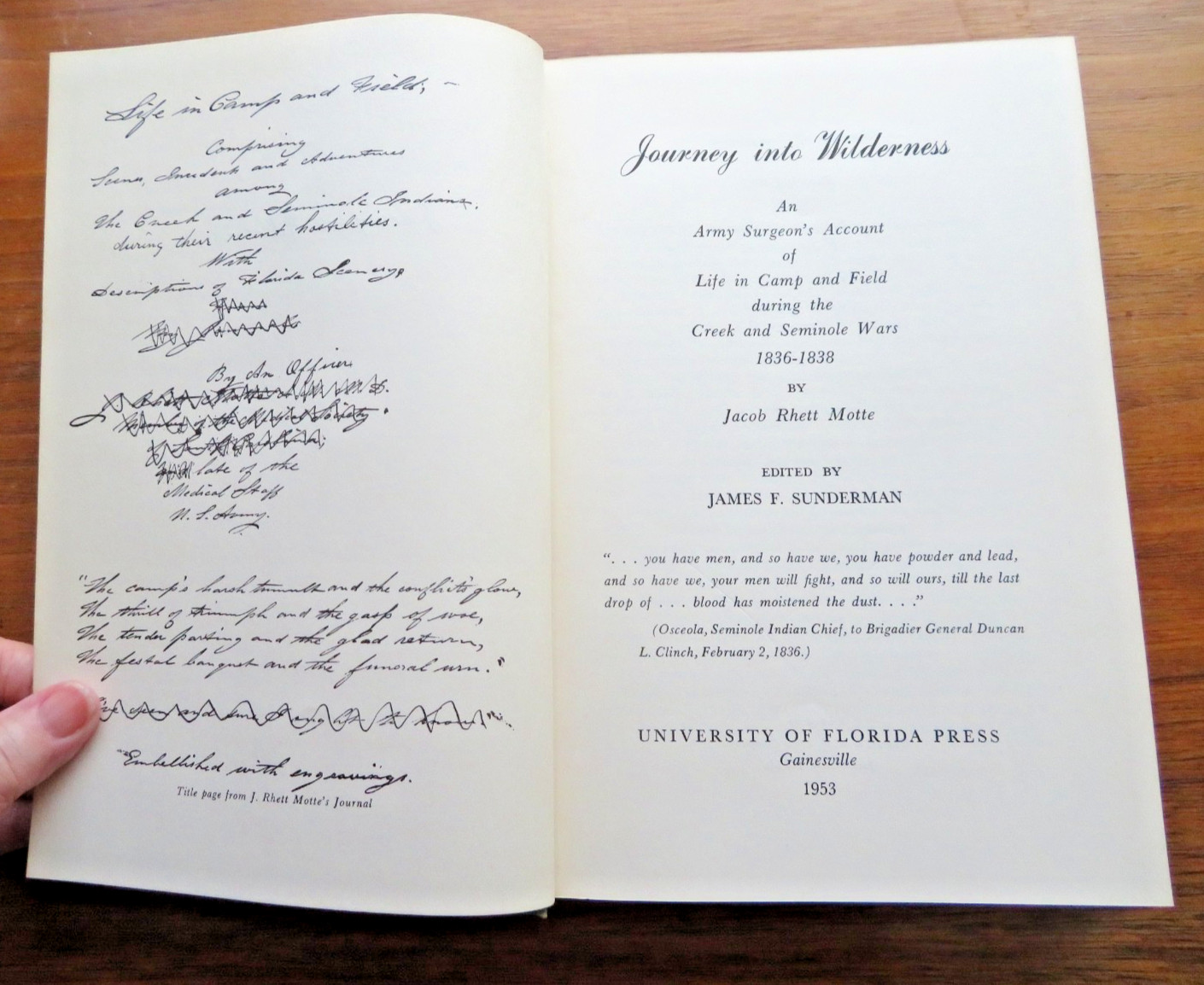 Journey into Wilderness by Jacob Motte Creek and Seminoe Wars 1953 FE