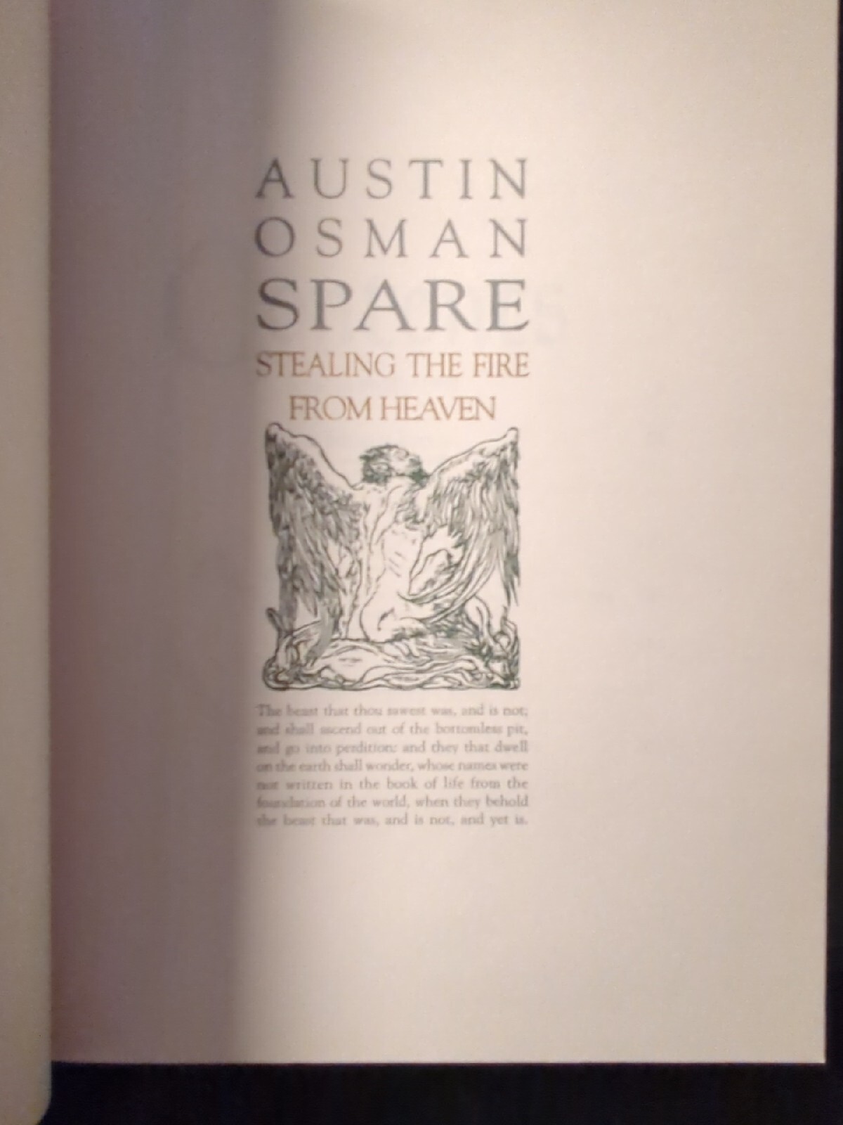 Spare, Austin Osman. Stealing Fire from Heaven. I H O Books. Rare! Occult