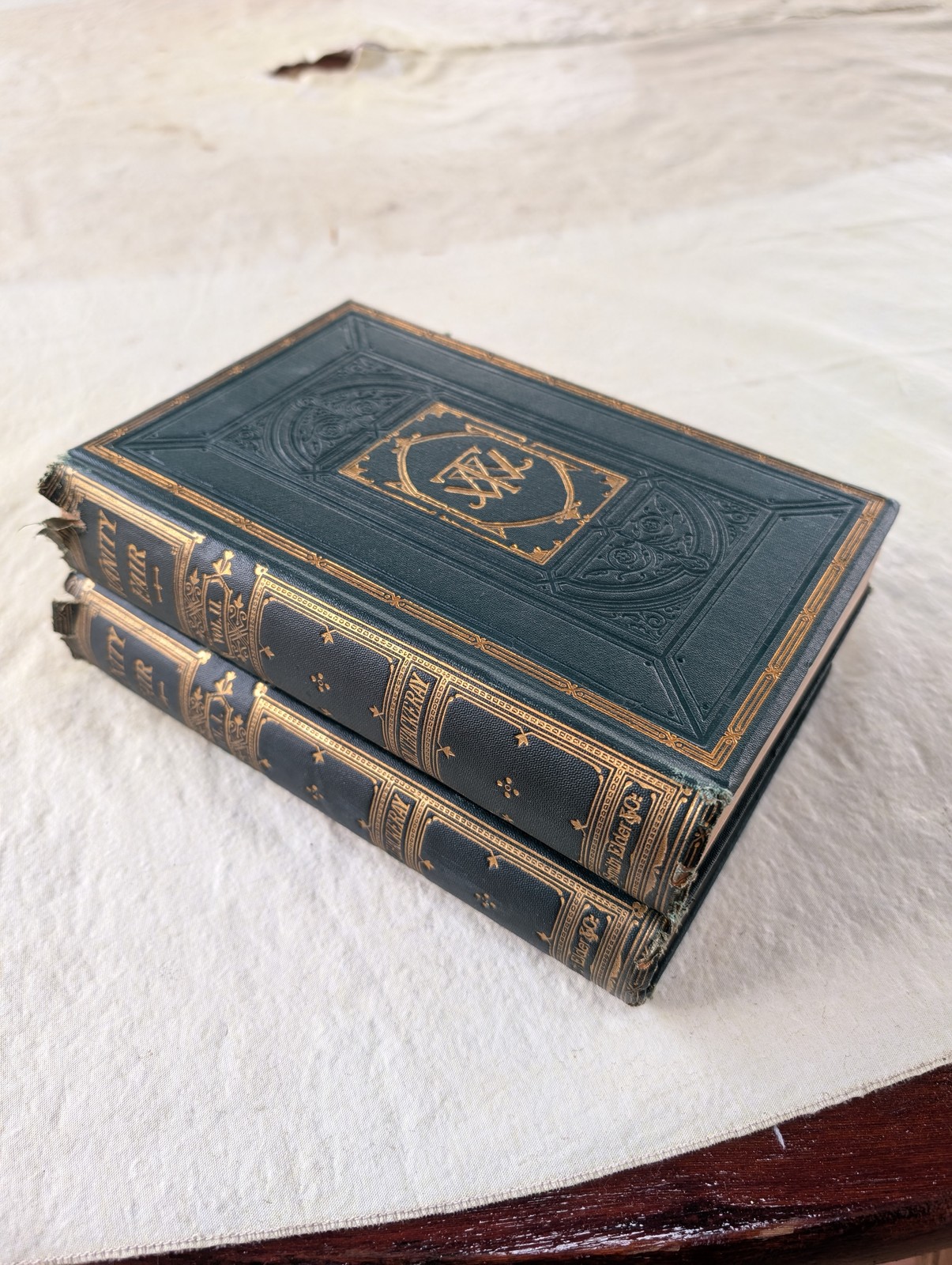 Vanity Fair Complete 2 Vol Set Thackeray 1869 Smith Elder London Antique HC