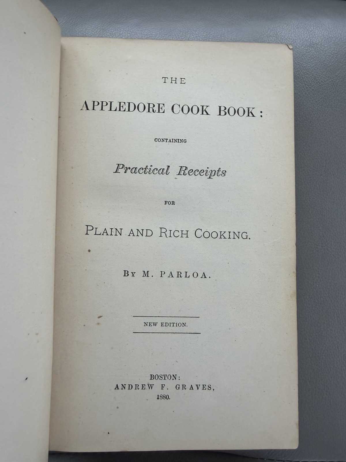 The Appledore Cookbook Practical Receipts 1880 Hardcover Vintage Rare Antique