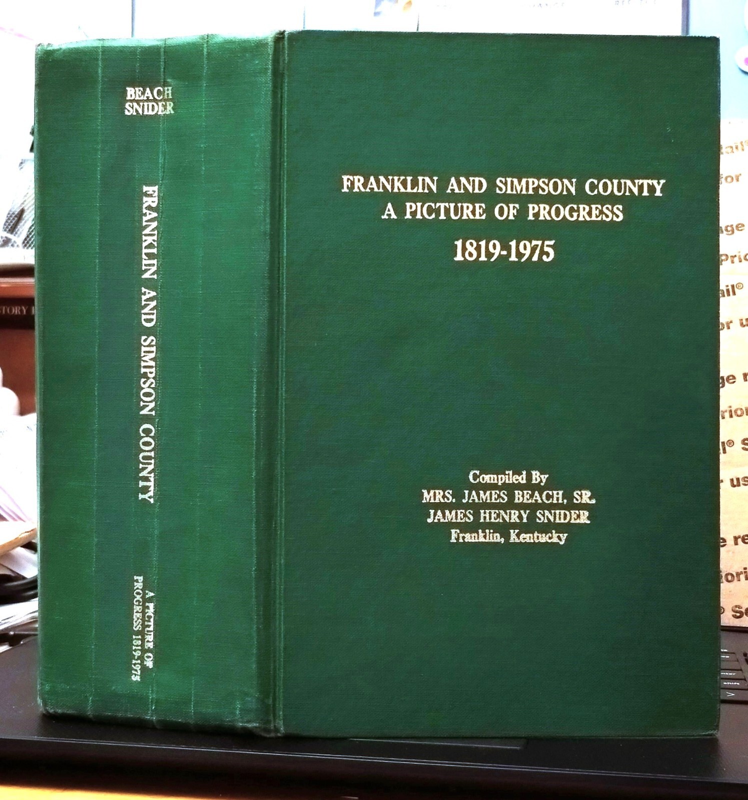 Franklin Simpson County Kentucky History, Beach and Snider, 1976, Signed Copy