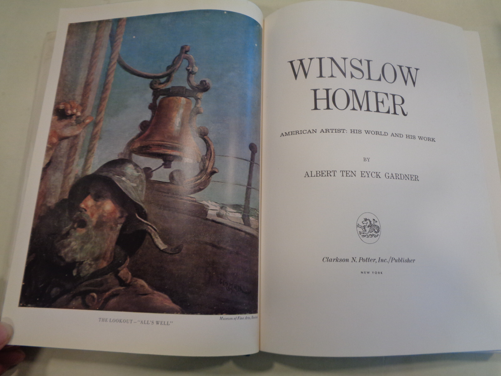 Winslow Homer American Artist: His World and His Work HBDJ 1961 1st Edition