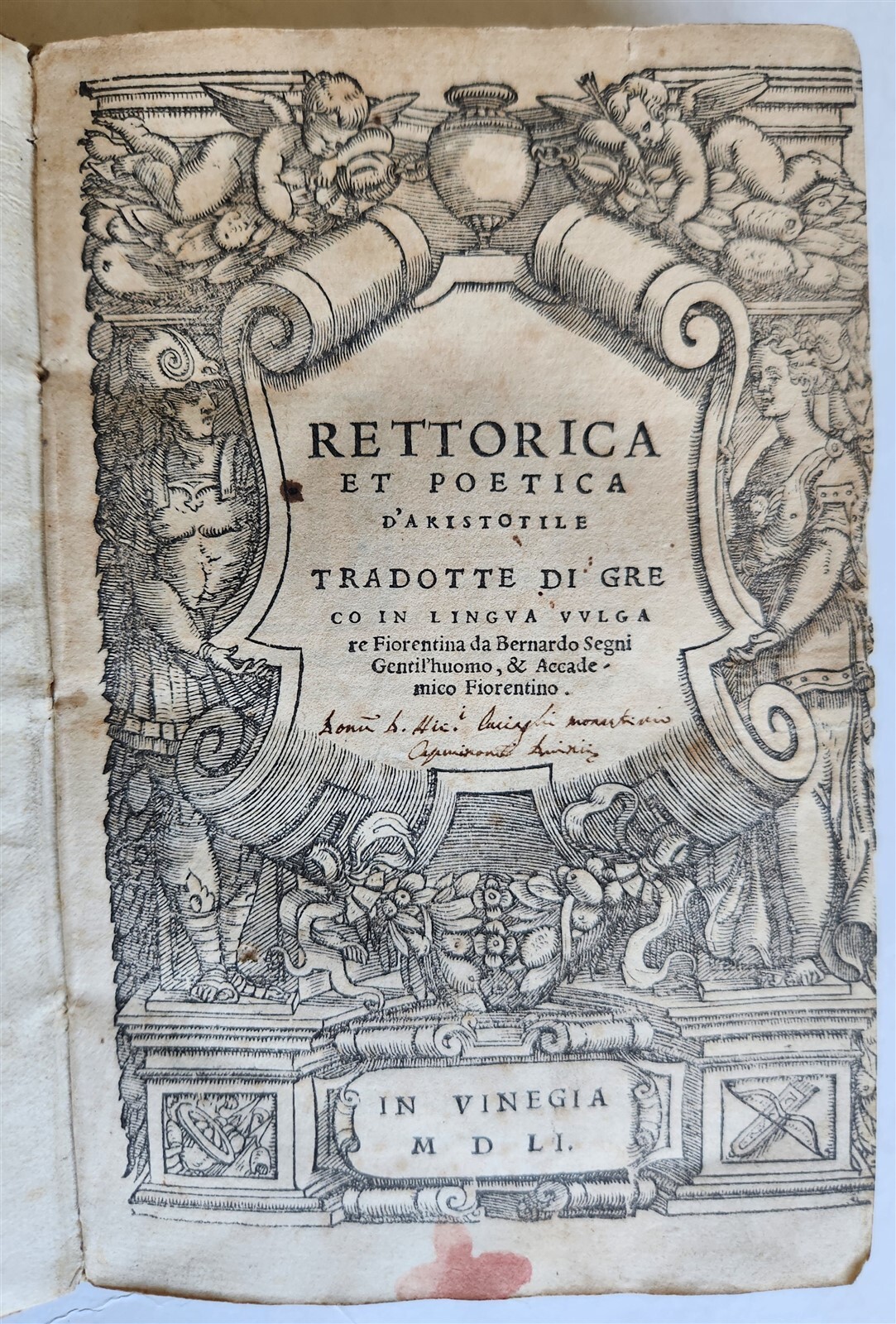 1551 ARISTOTLE antique VELLUM BOUND RETTORICA et POETICA D’ARISTOTILE