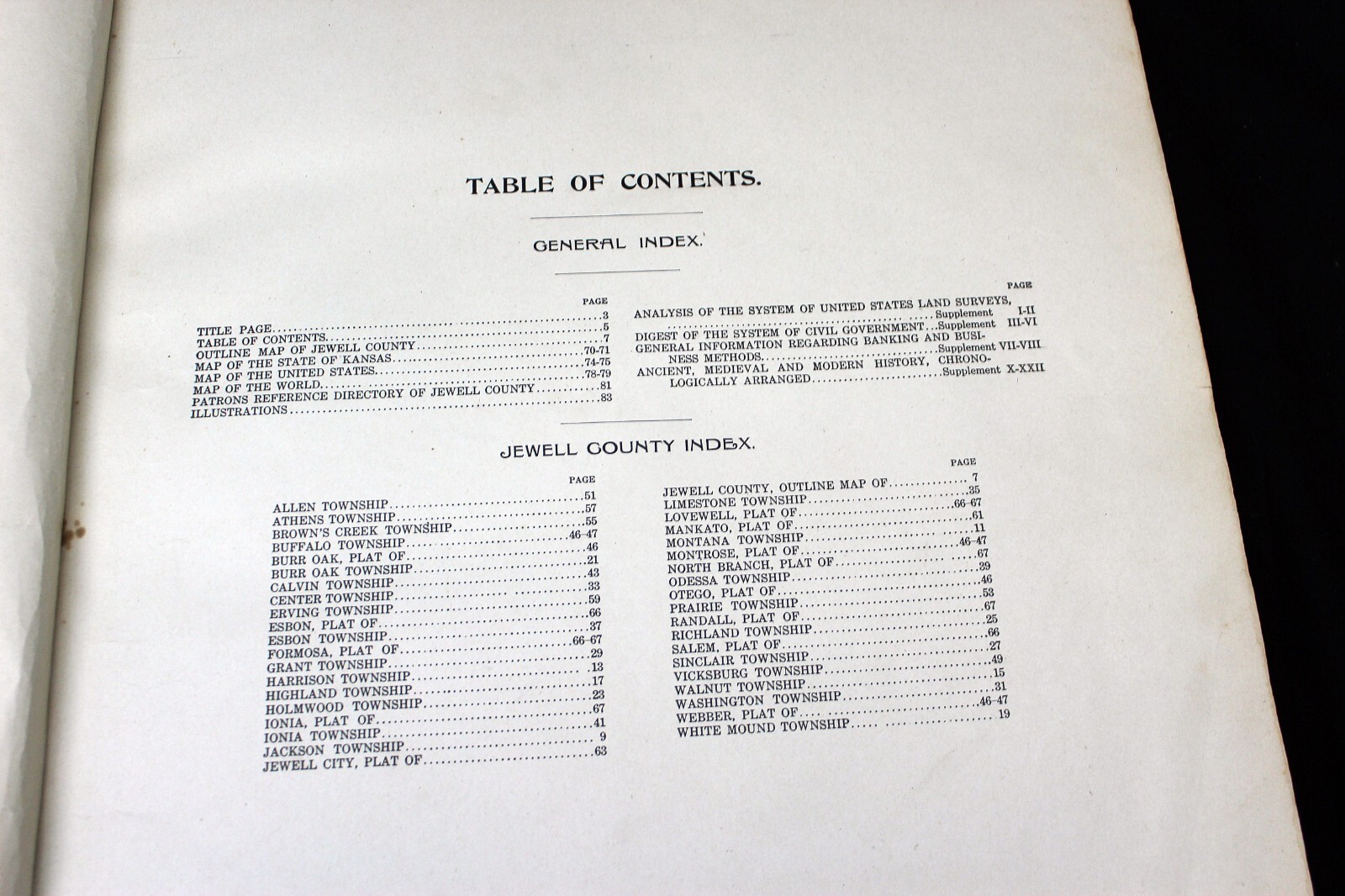 Standard Atlas of Jewell County Kansas 1908 Original Colored Maps RARE