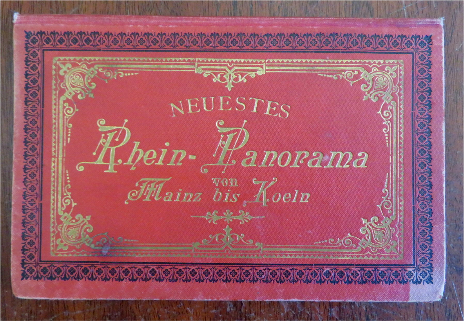 Rhine River Mainz Cologne 1880’s Folding Panoramic strip Map Architectural Views