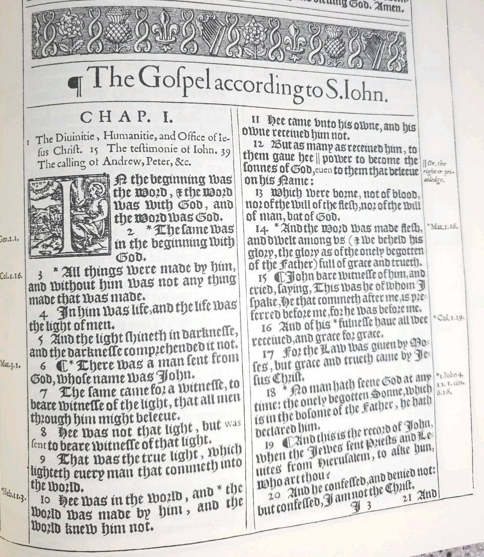 1611 King James Bible Facsimile + Original Leaf 1st Chronicles , 9″ X 11 X 3.5″