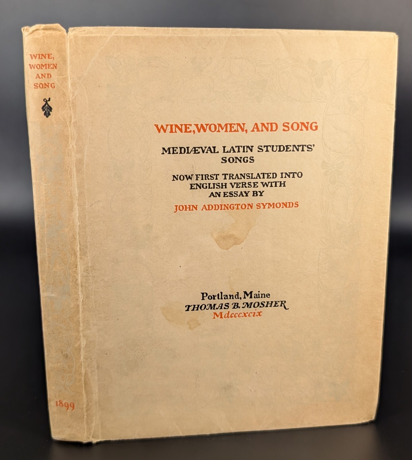 Wine, Women, and Song John Addington Symonds 1899 Antique Book