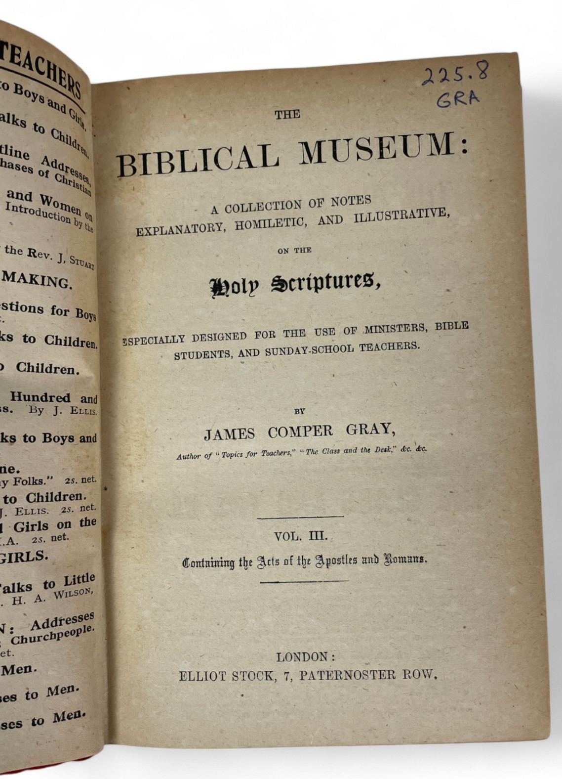 The Biblical Museum, James Comper Gray 5 Volume Set LONDON Elliot Stock 1870’s