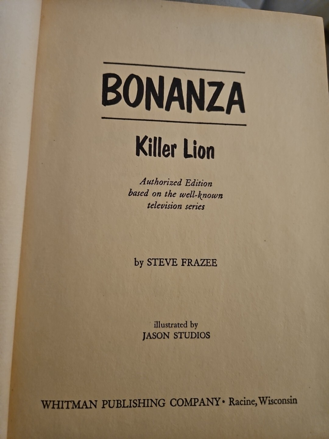 Bonanza Killer Lion 1966 Hardcover Book TV Show Photo Cover Whitman