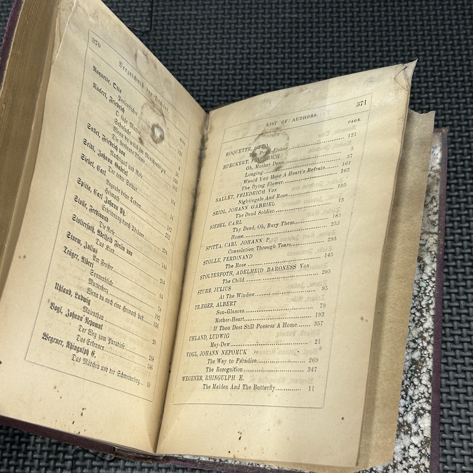 Vintage 1869 Gems of German Lyrics Book Henry D. Wireman Antique Poetry HC