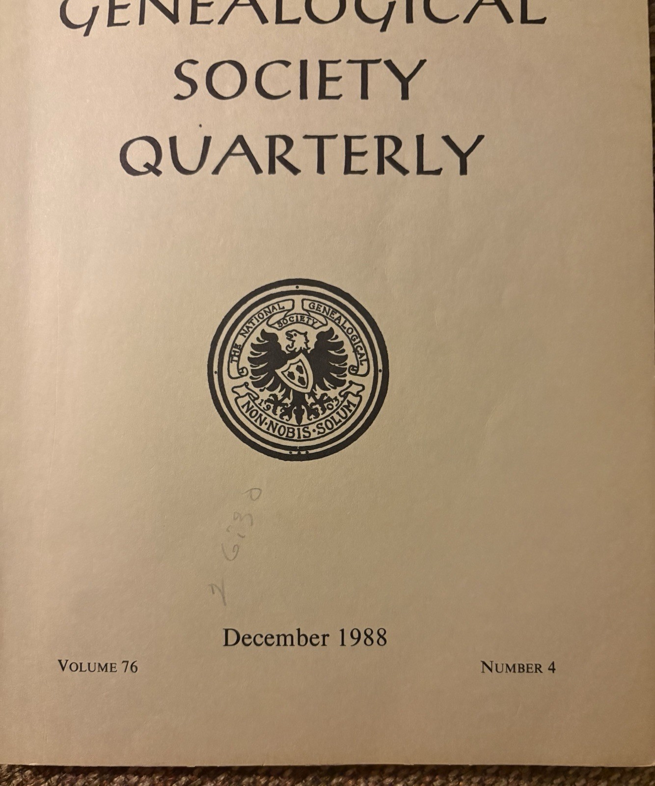 National Genealogical Society Quarterly, Volume 76, Number 4. (Dec. 1988)