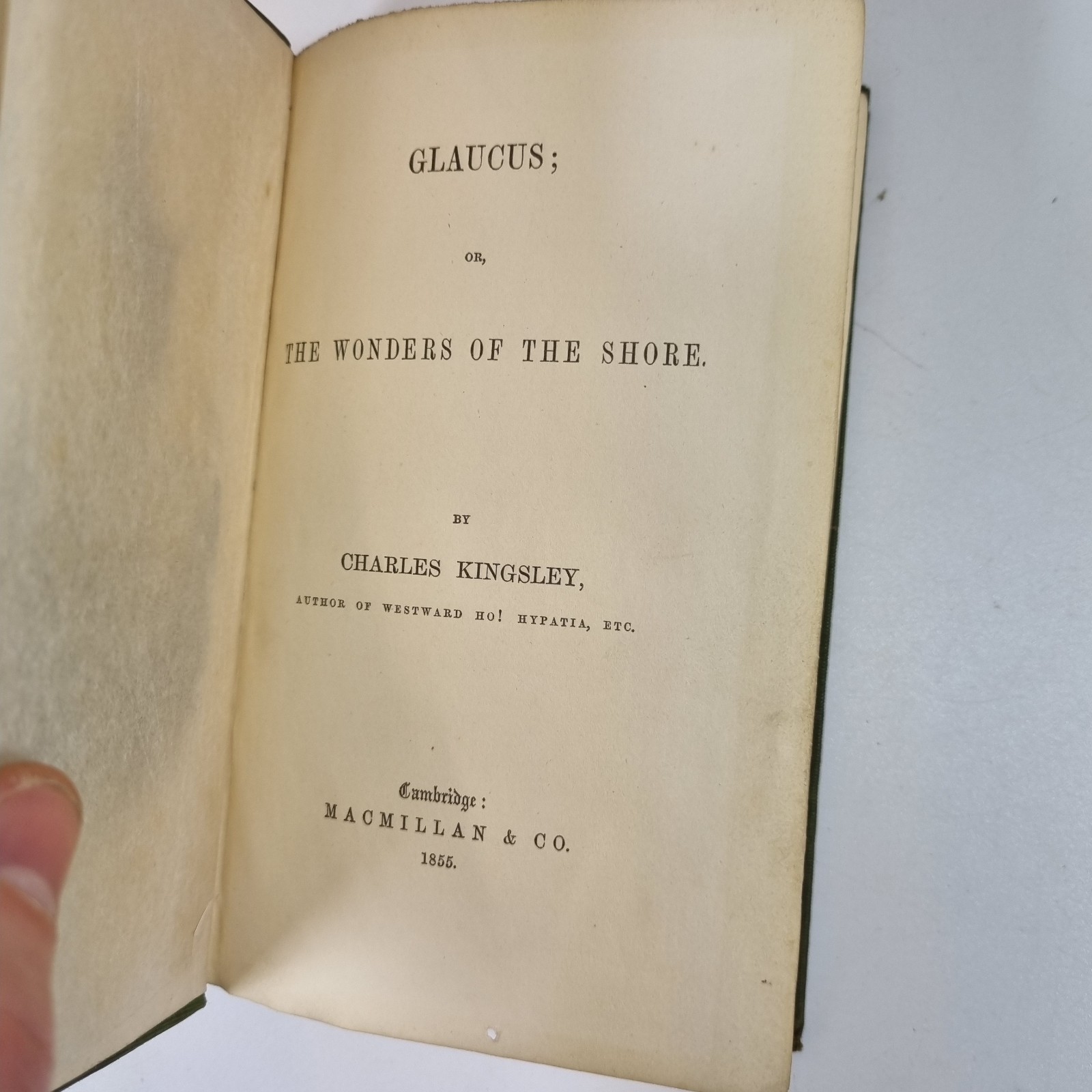 Glaucus: Or The Wonders Of The Shore By Charles Kingsley 1855 Macmillan & Co.