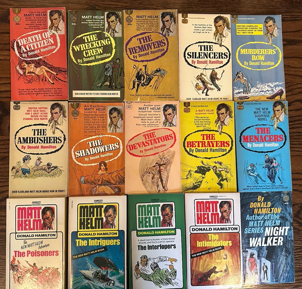 15 Donald Hamilton Books – Matt Helm, Dean Martin, 1960s Paperbacks