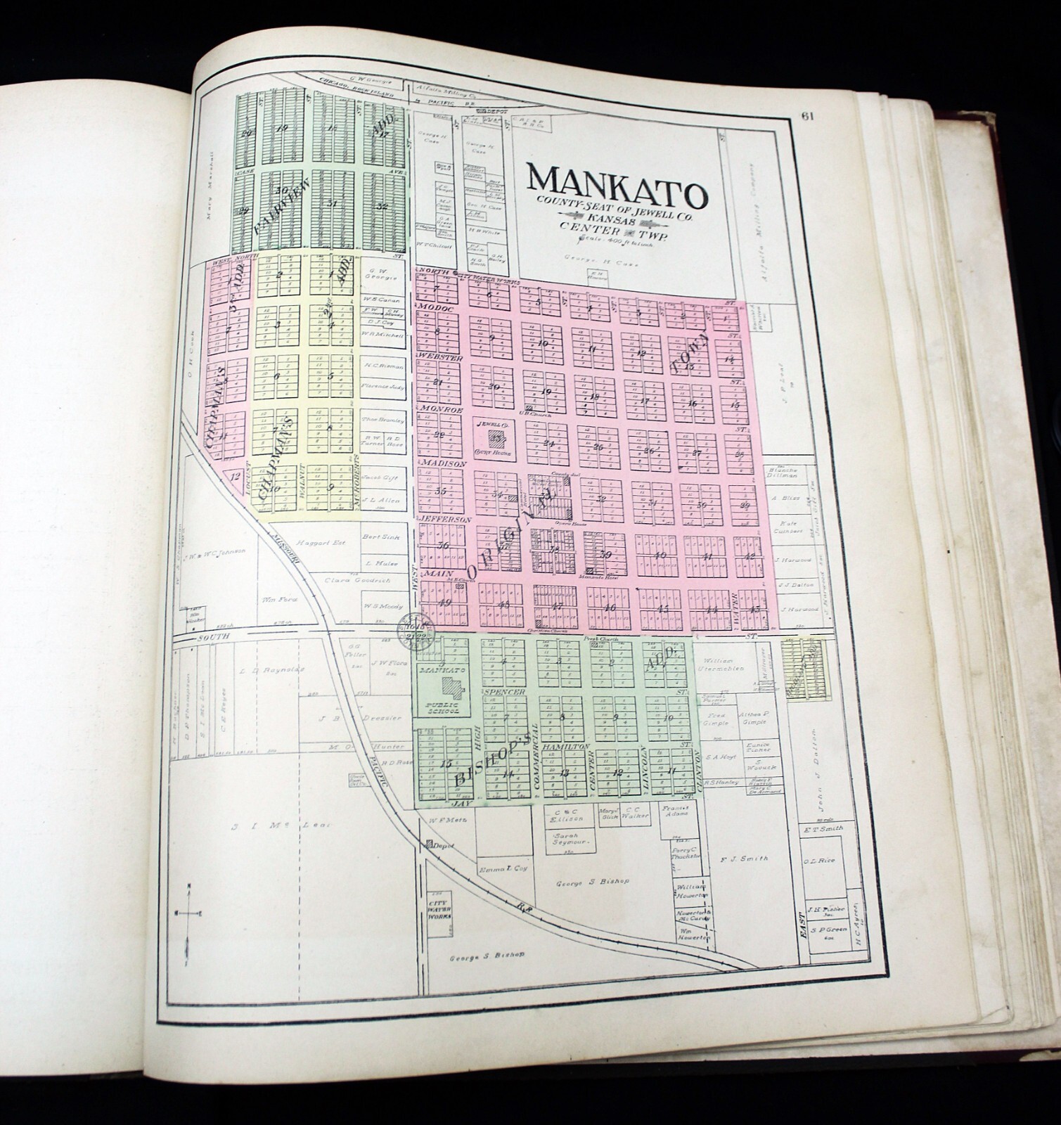 Standard Atlas of Jewell County Kansas 1908 Original Colored Maps RARE