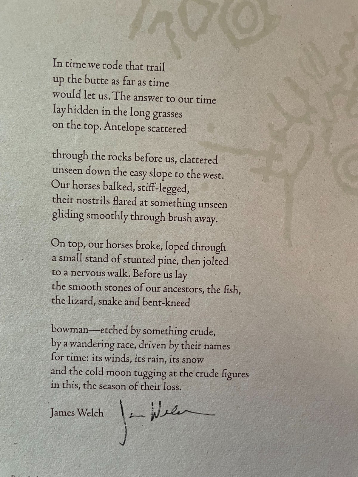 SIGNED James Welch Letterpress Broadside „Thanksgiving At Snake Butte“ Numbered