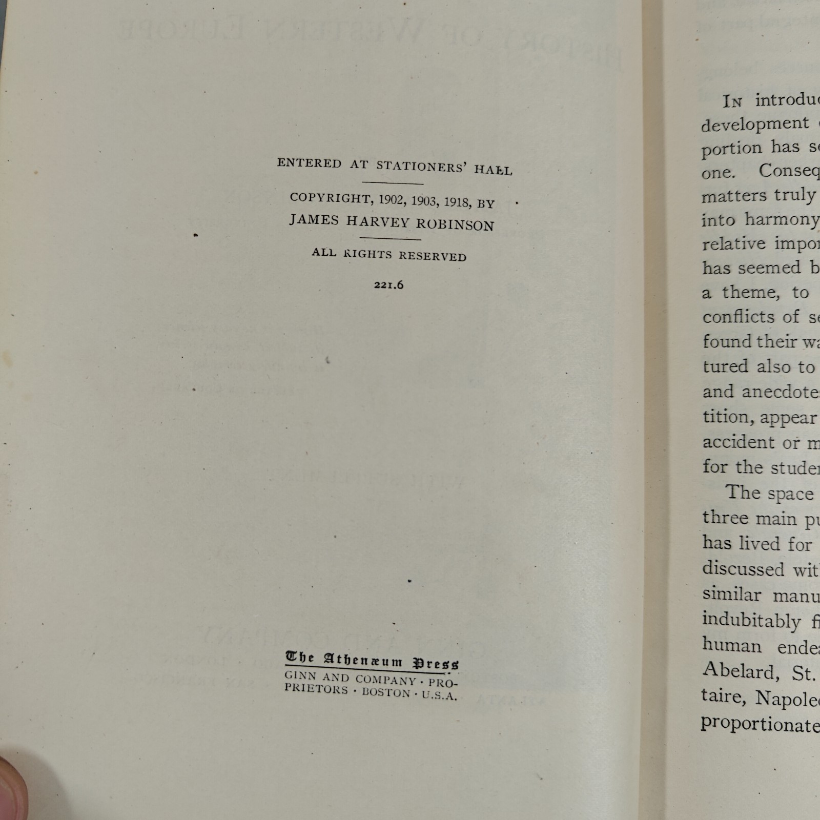 An Introduction to the History of Western Europe Robinson 1918 Ginn HC