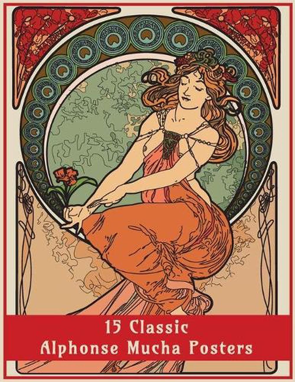 15 Classic Alphonse Mucha Posters: An Art Nouveau Coloring Book by Enchanted Des