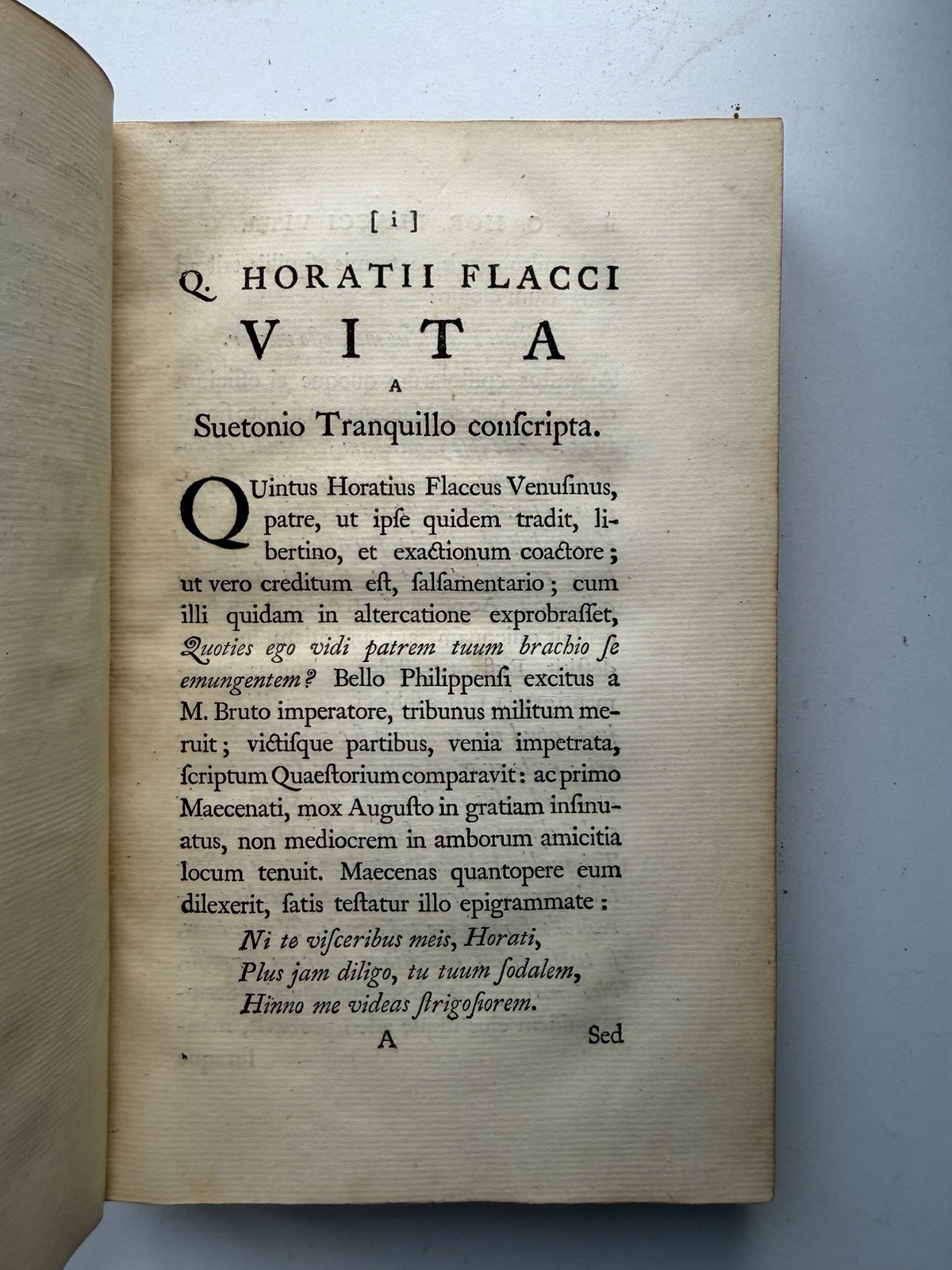 1749 Horace Opera Vol I Latin | Antique Leather Book | Ex-Library Provenance