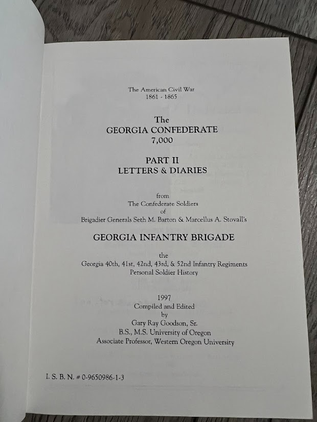 GEORGIA Confederate 7000 Army Tennessee Set Infantry Brigade, Narrative GOODSON