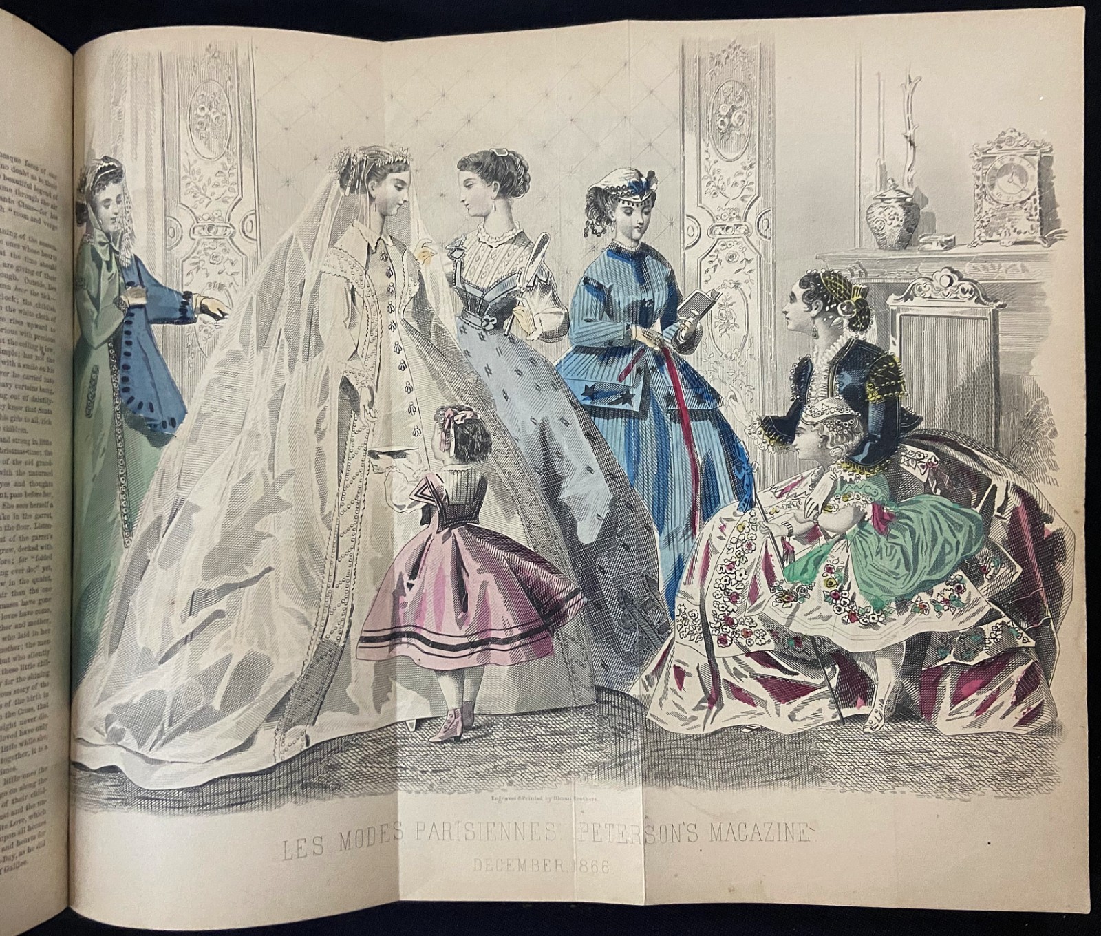 1866 PETERSON’S MAGAZINE Victorian Fashion 11 HAND COLORED PLATES Antique Book