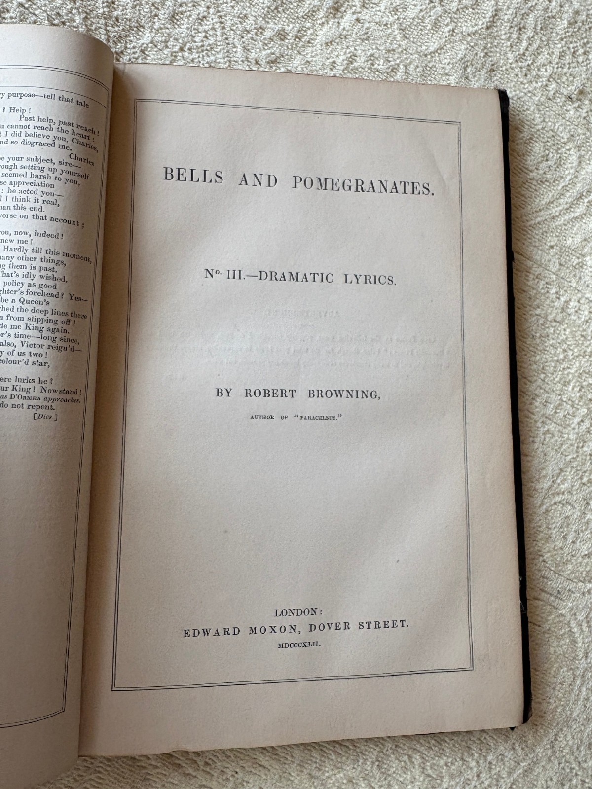 Robert Browning Bells & Pomegranates, London, Moxon Parts I-VIII 1841-1846 1st