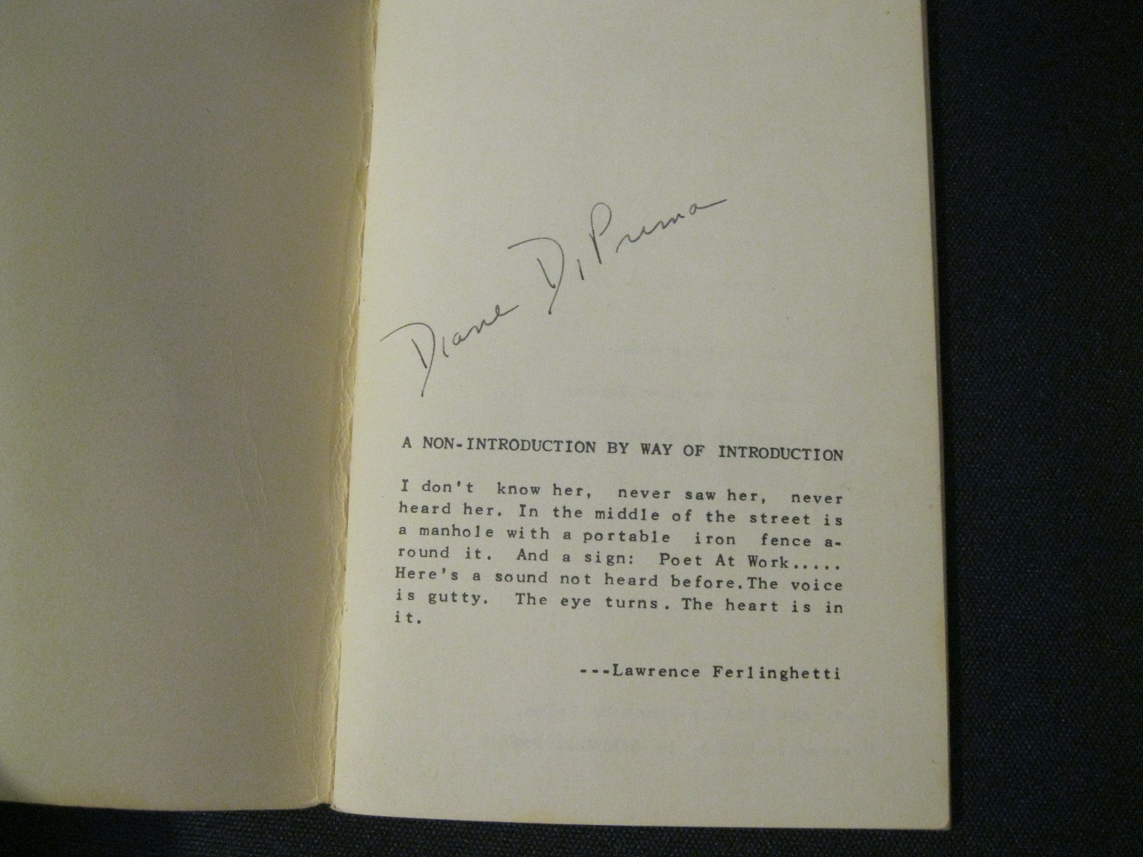 1st book Diane Di Prima This Kind of Bird Flies Backward Totem Press 1958 Signed