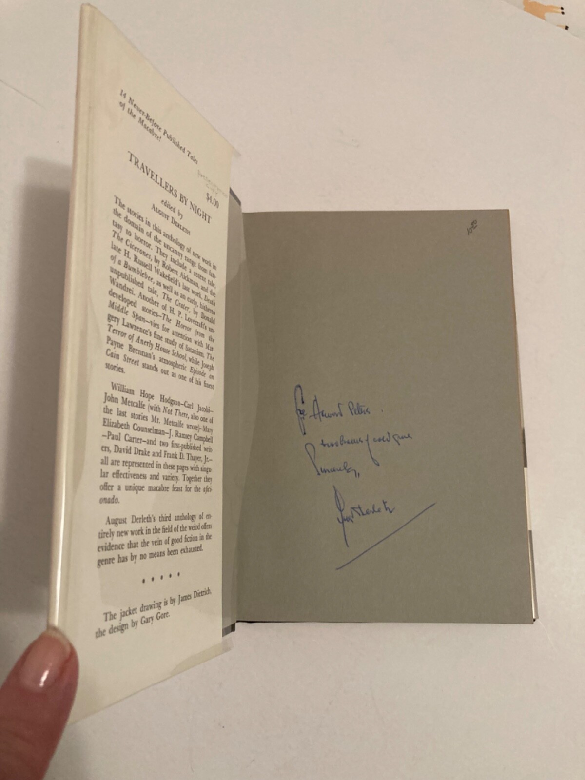 TRAVELLERS BY NIGHT Signed August Derleth Arkham House 1967 First Edition