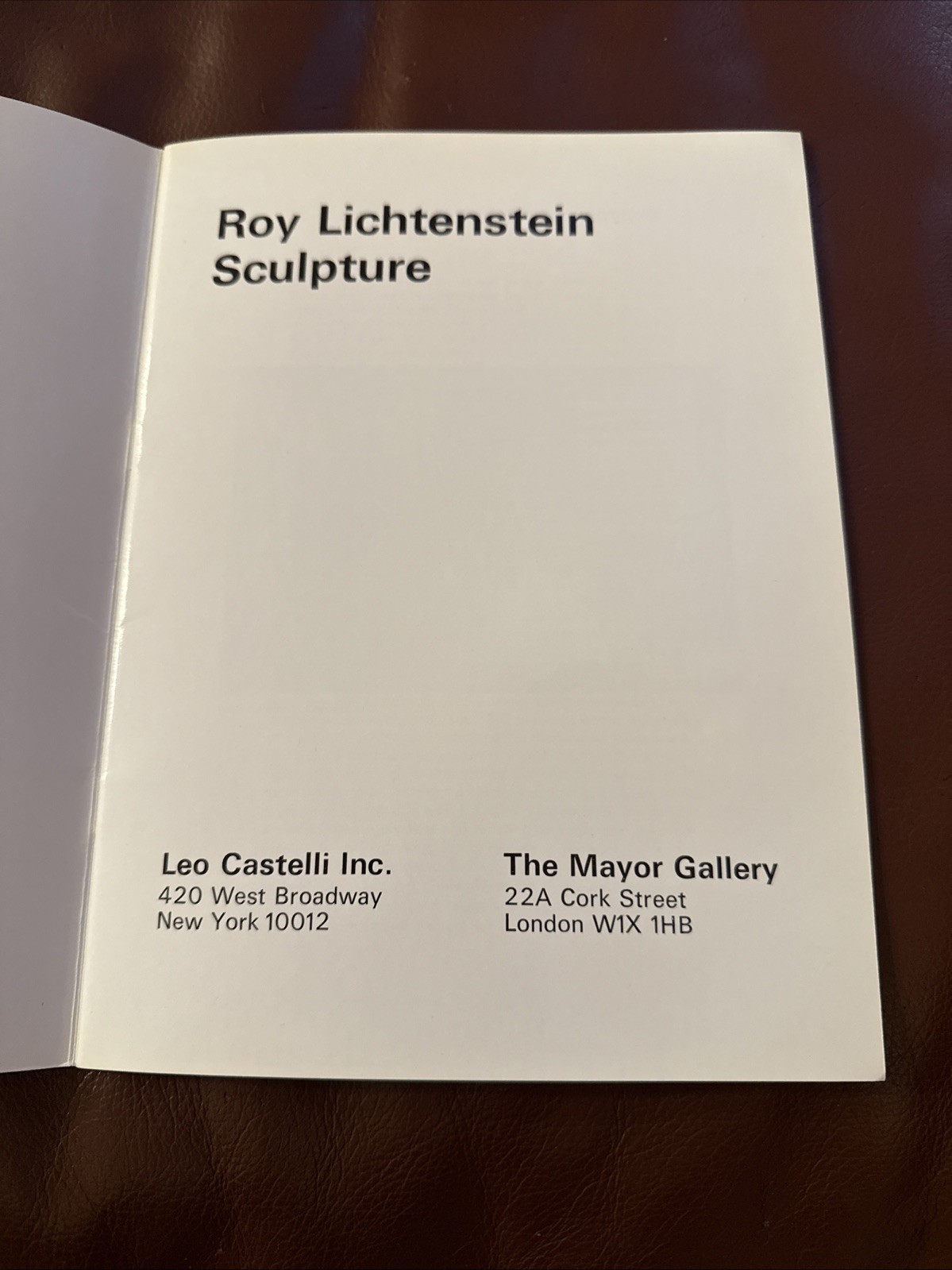 Roy Lichtenstein Sculpture Art Gallery Exhibition NYC Leo Castelli Catalog 1977
