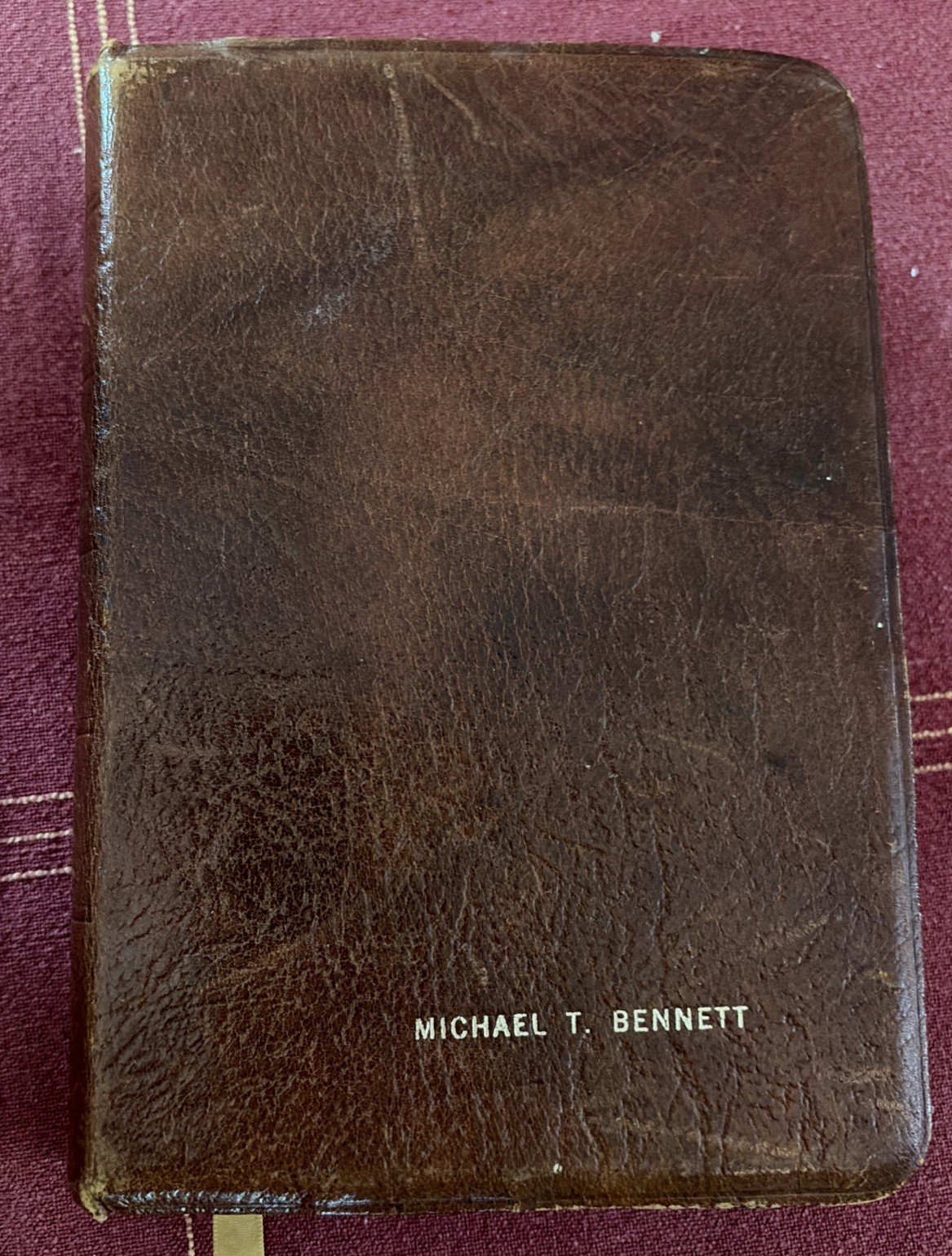 Vintage Cambridge Holy Bible KJV Red Letter Concordance Brown Leather Inscribed