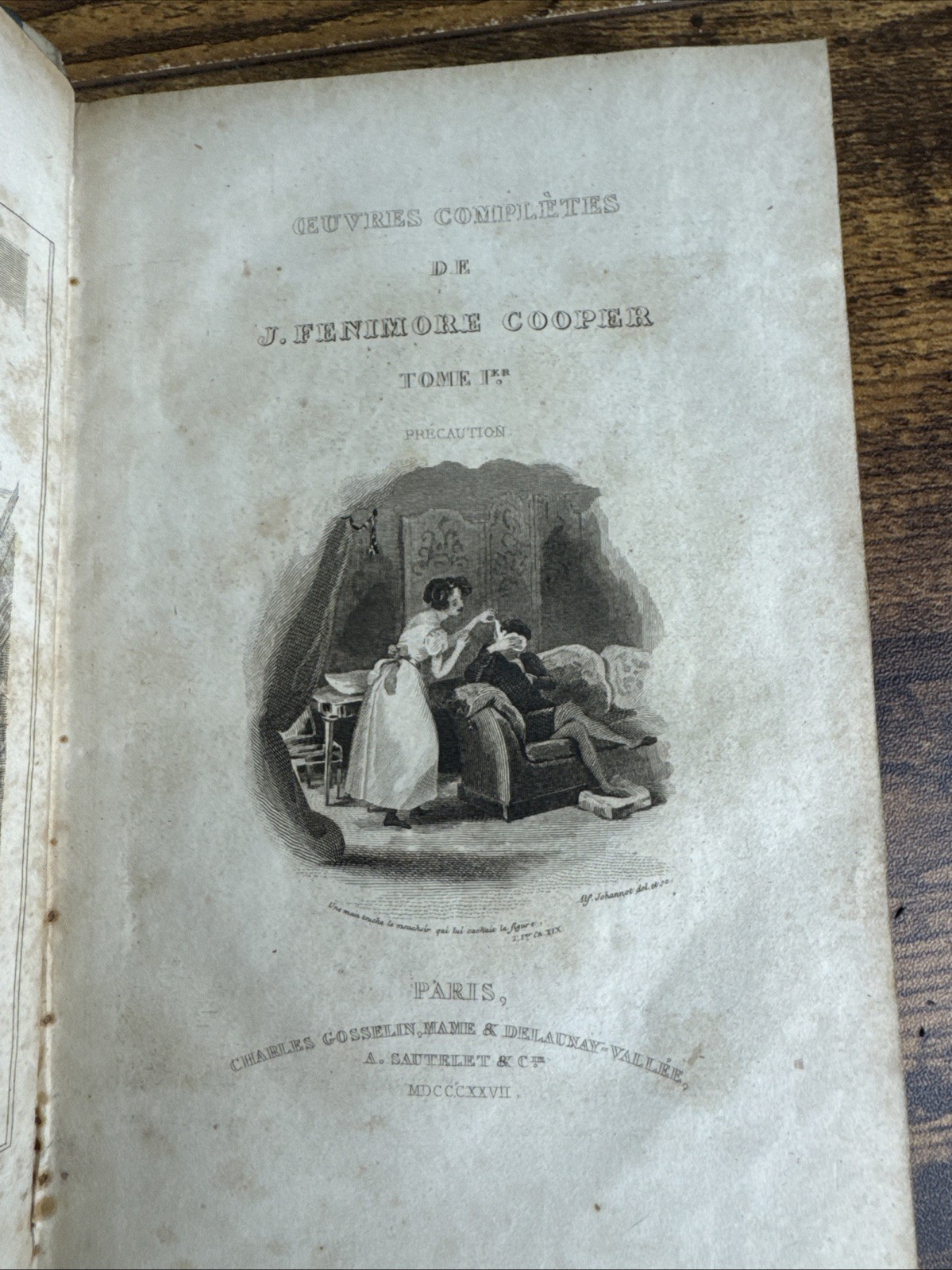 PRECAUTION BY JAMES FENIMORE COOPER 1827 1ST FRENCH COLL. ED. W/ ORIG. BOARDS